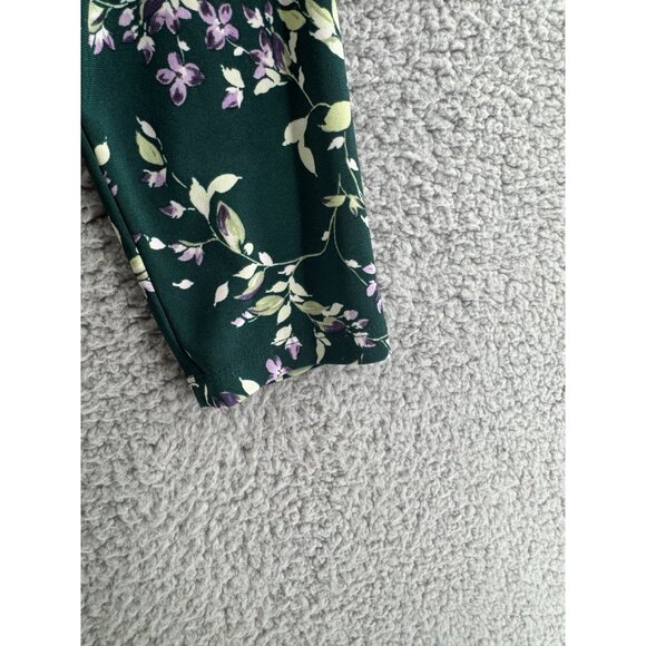 Lauren Ralph Lauren Green Floral Print Draped Waist Knee-Length Dress 3/4 Sleeve - Picture 4 of 10